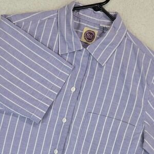 Saks Fifth Avenue Real Clothes Shirt Womens Medium Purple White Striped Oxford